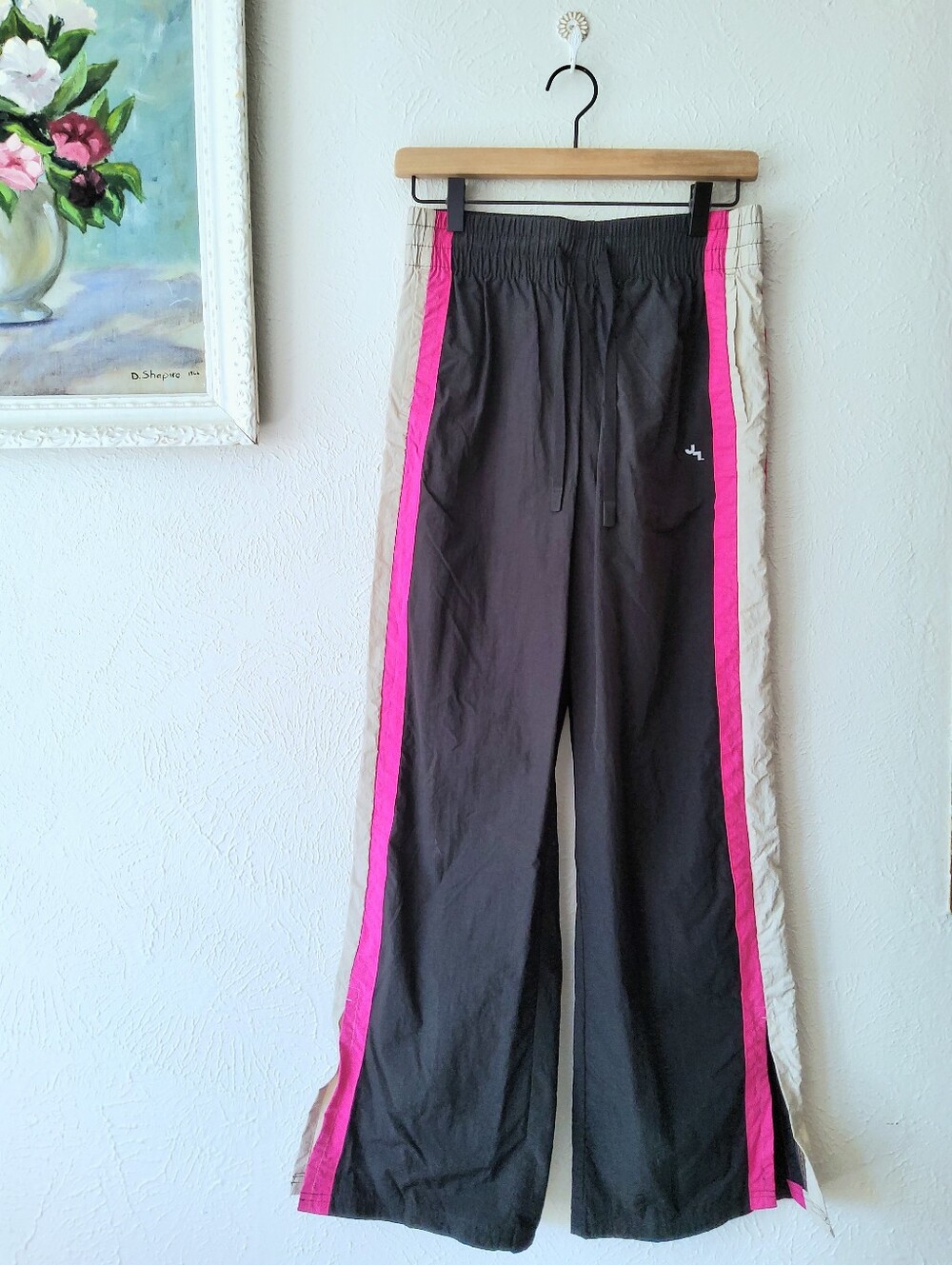 LOYLAB Target Wind Breaker Pants Black Pink Stripe Sz. S - Picture 3 of 7